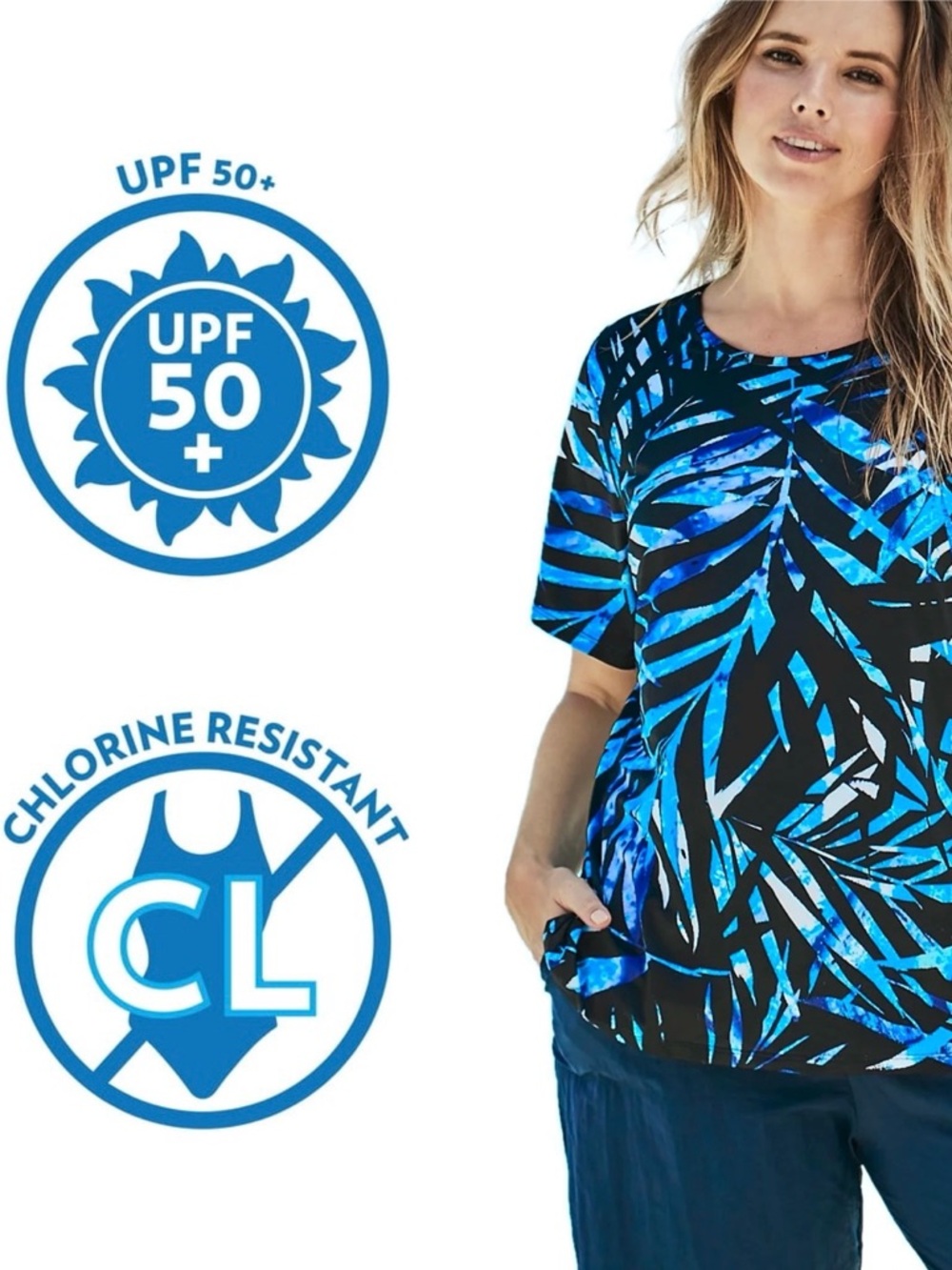 Swimsuits For All Swim 365 Tee UPF50+ Chlorine-Resistant Crewneck Short Sleeve
